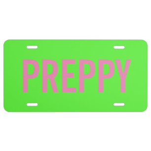 Pink and Green Preppy License Plate