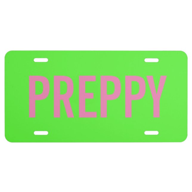Pink and Green Preppy License Plate (Front)