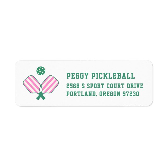 Pink and Green Preppy Pickleball  Label (Front)