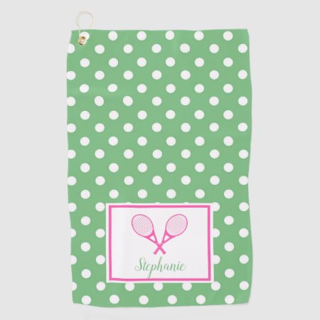 Pink And Green Preppy Tennis Golf Towel