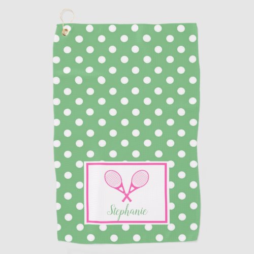 Pink and Green Preppy Tennis Golf Towel