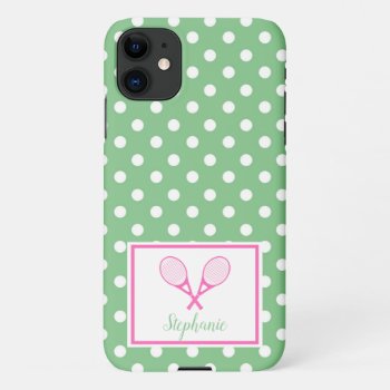 Pink And Green Preppy Tennis Iphone 11 Case by NoteworthyPrintables at Zazzle