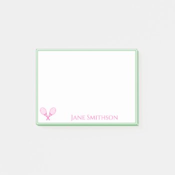 Pink And Green Preppy Tennis Post-it Notes by NoteworthyPrintables at Zazzle