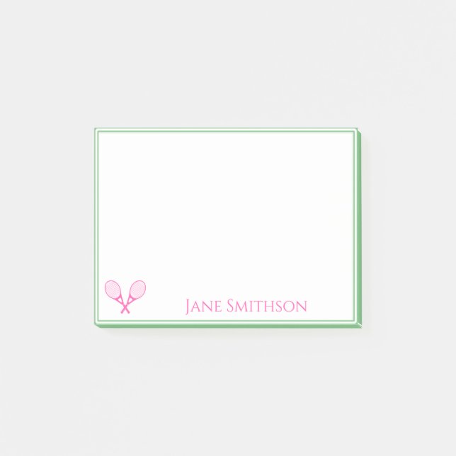 Pink and Green Preppy Tennis Post-it Notes (Front)