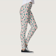 Pink And Green Pretty Cactus Pattern Leggings at Zazzle