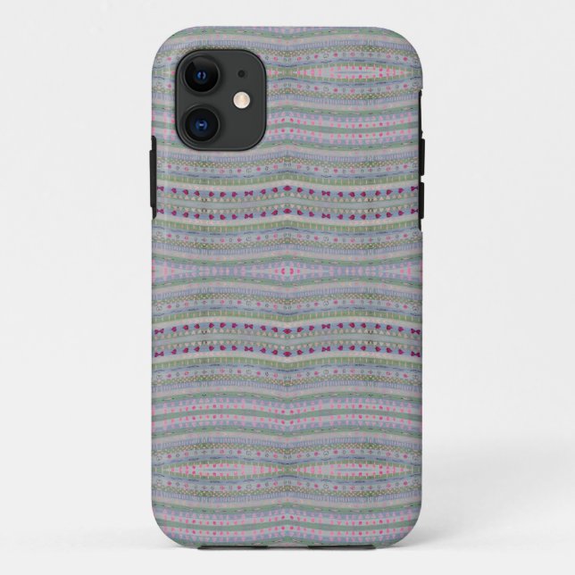 Pink and Green Pretty Hearts Pattern Case-Mate iPhone Case (Back)