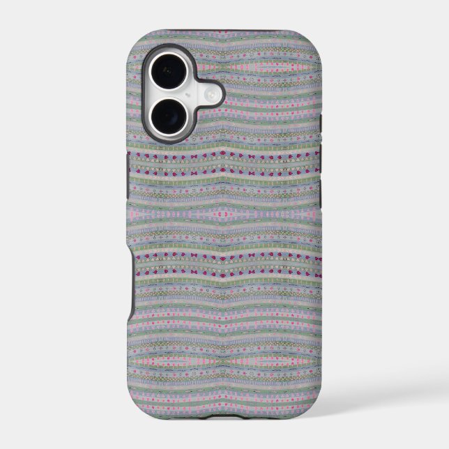 Pink and Green Pretty Hearts Pattern Iphone Case (Back)