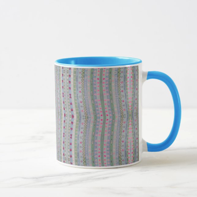 Pink and Green Pretty Hearts Pattern Mug (Right)
