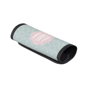 Pink and Green Quatrefoil Monogram Luggage Handle Wrap