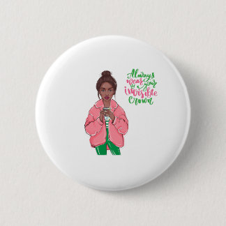 Pink and Green Queen Button