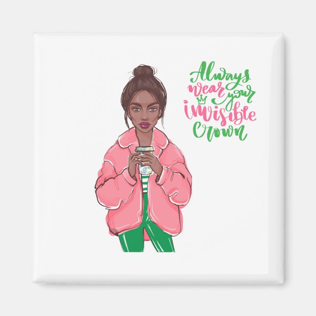 Pink and Green Queen Magnet (Front)