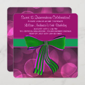 Pink and Green Quinceanera Invitation (Front/Back)