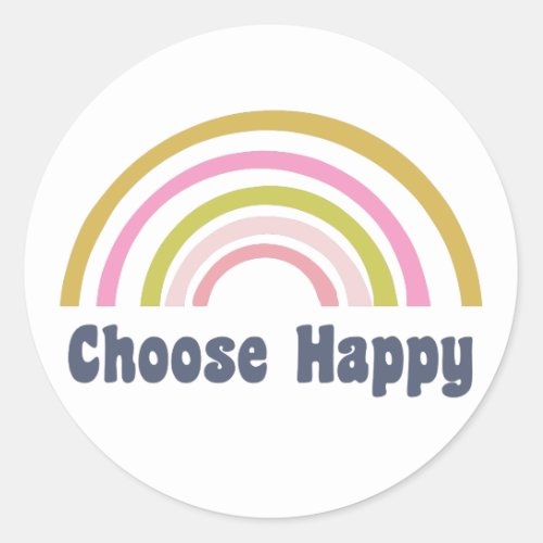 Pink and Green Rainbow with Inspirational Saying Classic Round Sticker