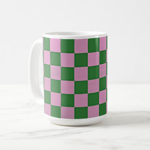 Pink and Green Retro Checkerboard Style Mug Cup