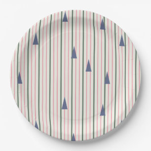 Pink and Green Retro Stripe Paper Plates