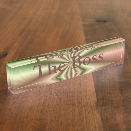 Pink and Green Ribbed Pleat Desk Nameplate
