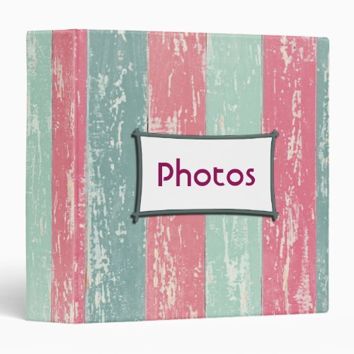 Pink and Green Rustic Wooden Fence Grunge Texture 3 Ring Binder