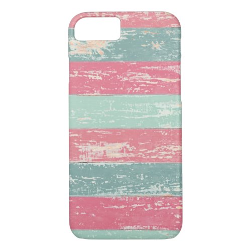Pink and Green Rustic Wooden Fence Grunge Texture iPhone 87 Case