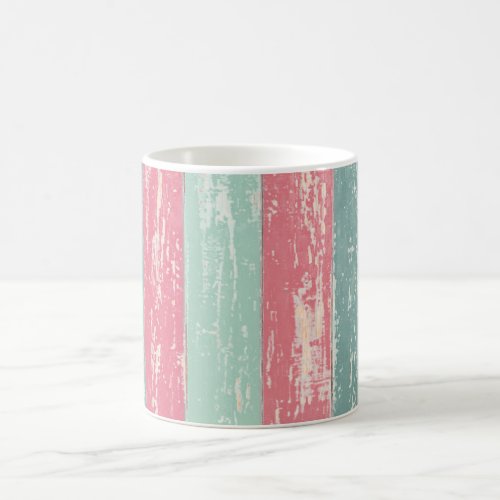 Pink and Green Rustic Wooden Fence Grunge Texture Coffee Mug