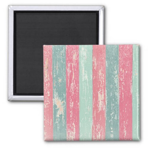 Pink and Green Rustic Wooden Fence Grunge Texture Magnet