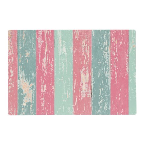 Pink and Green Rustic Wooden Fence Grunge Texture Placemat