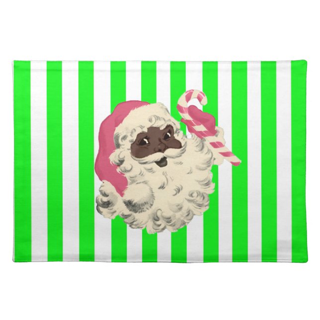 Pink and Green Santa Cloth Placemat (Front)
