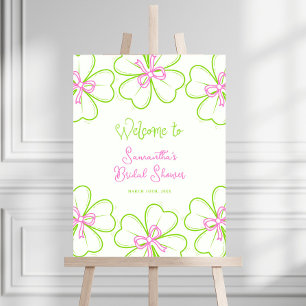 Pink and Green Shamrock Bridal Shower Welcome Sign