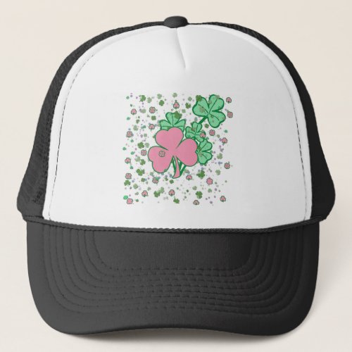 Pink and Green Shamrocks Trucker Hat