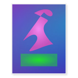 Pink and Green Shapes on Blue Background Temporary Tattoos