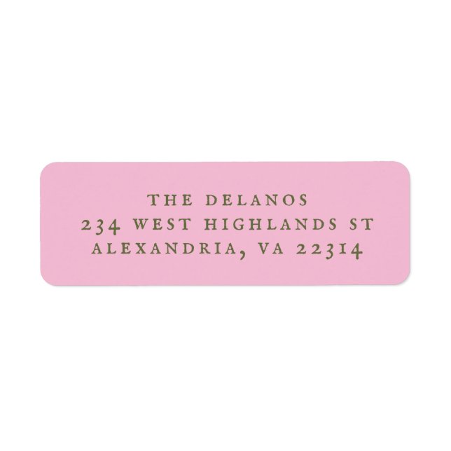 Pink and Green Simple Antique Serif Text Label (Front)