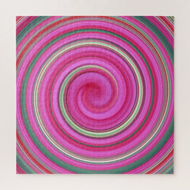 Pink and green spiral jigsaw puzzle (Vertical)