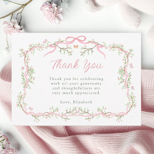 Pink and Green Spring Garden Baby Shower Thank You Card