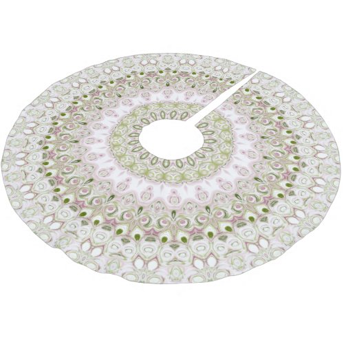 Pink and Green Spring Medallion Pattern Brushed Polyester Tree Skirt