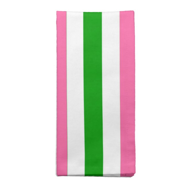 Pink and Green Stripe Cloth Napkin (Folded)