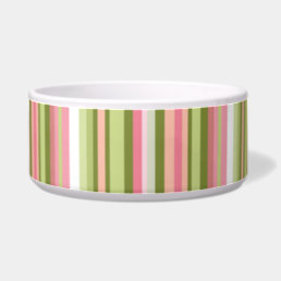 Pink and Green Stripe Pet Bowl in Spring Shades