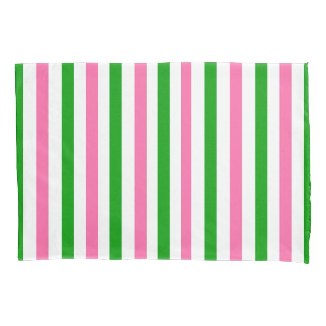 Pink and Green Stripe Pillow Case (Front-Left)