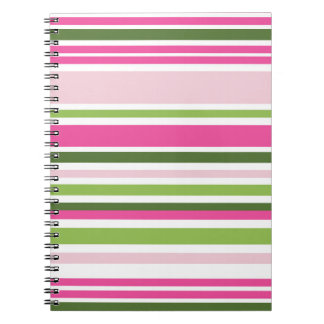 Pink and Green Stripe Spiral Notebook