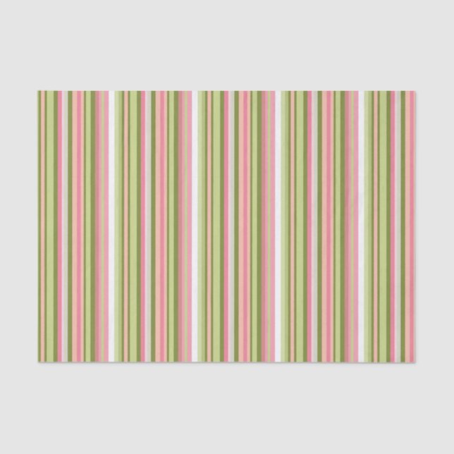 Pink and Green Stripe Tissue Paper (Front)