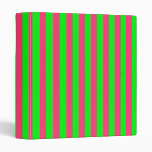 Pink and Green Striped 3 Ring Binder