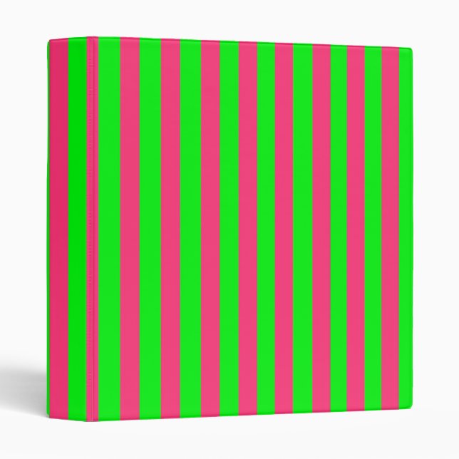 Pink and Green Striped 3 Ring Binder (Front/Spine)