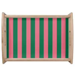 Pink and Green Striped Base Serving Tray