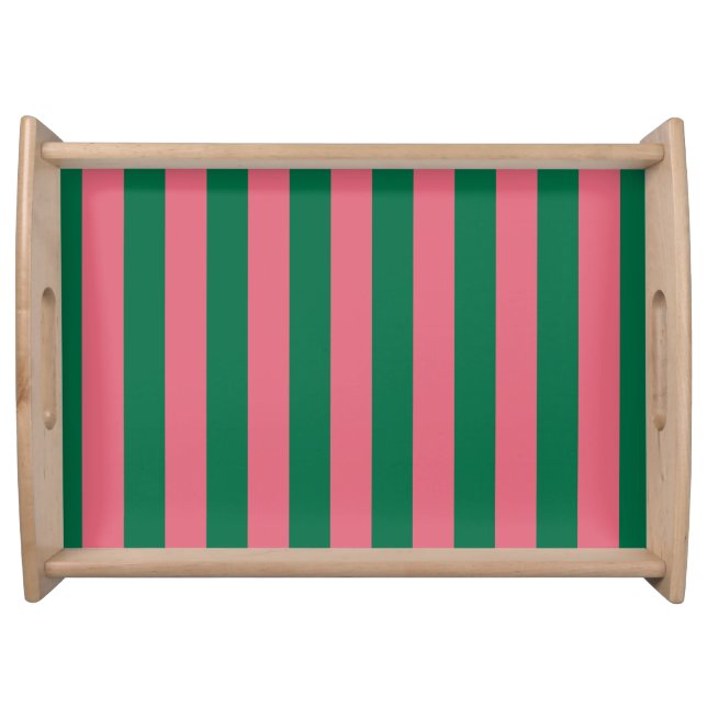 Pink and Green Striped Base Serving Tray (Front)
