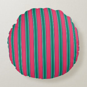 Pink and Green Striped Coastal Throw Pillow