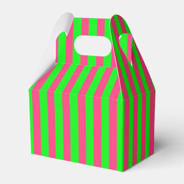 Pink and Green Striped Favor Boxes (Front Side)
