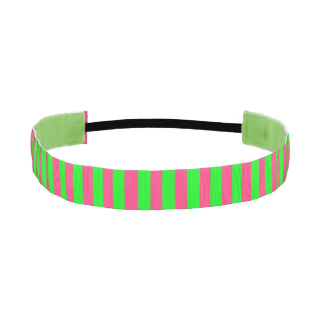 Pink and Green Striped Headband (Front)