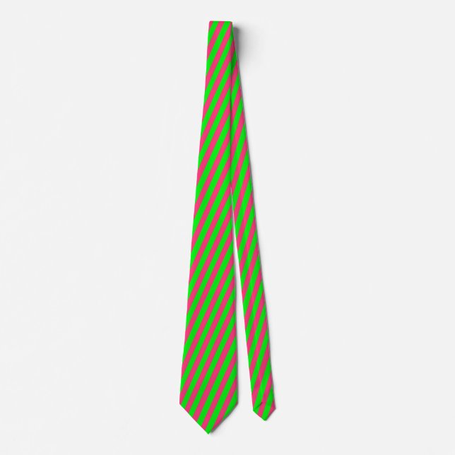 Pink and Green Striped Neck Tie (Front)