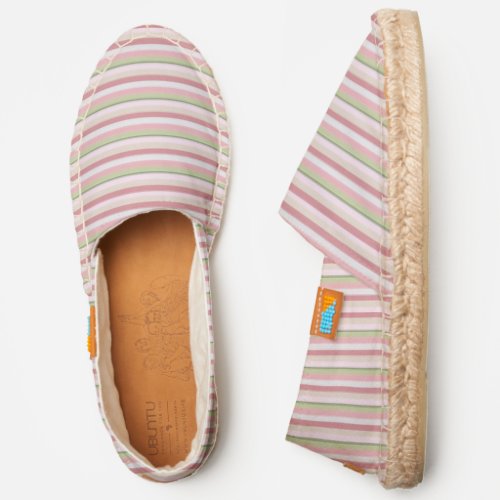 Pink and Green Striped Pattern Espadrilles