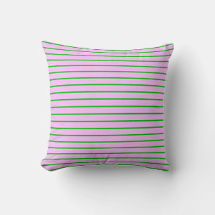 Pink and Green Striped Pillow