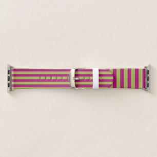 Pink and Green Stripes Apple Watch Band