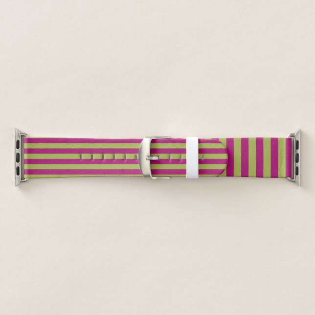 Pink and Green Stripes Apple Watch Band (Band)